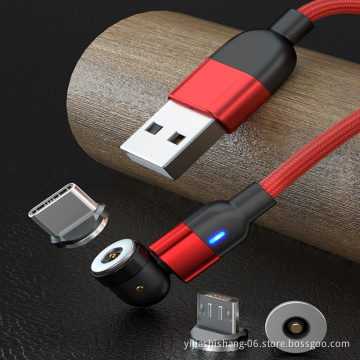 Led Magnetic 3 In1 Usb Cable Used For Lightning Type C Micro Usb Magnetic Magnetic Phone Charging Cable